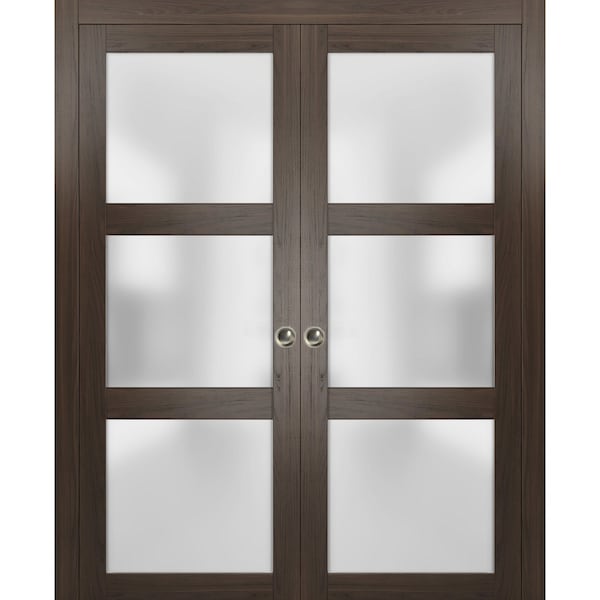 Sartodoors Double Pocket Interior Door, 36" x 80", Chocolate LUCIA2552DP-CA-36 - main